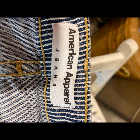 American Apparel blue&white striped high waist skinny jeans - Picture 2 of 5